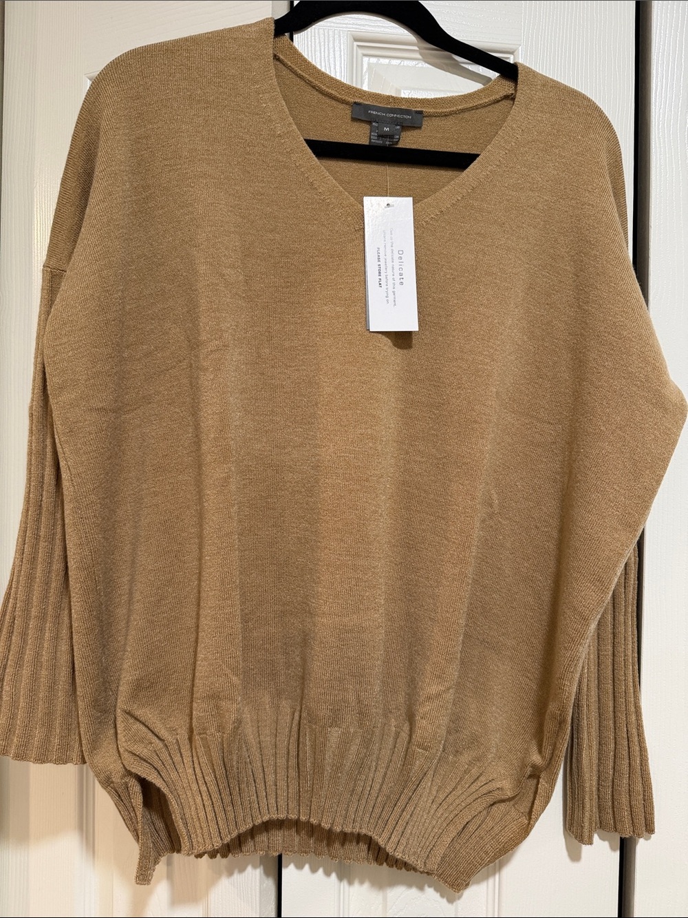 French Connection Camel/Tan V-Neck Sweater